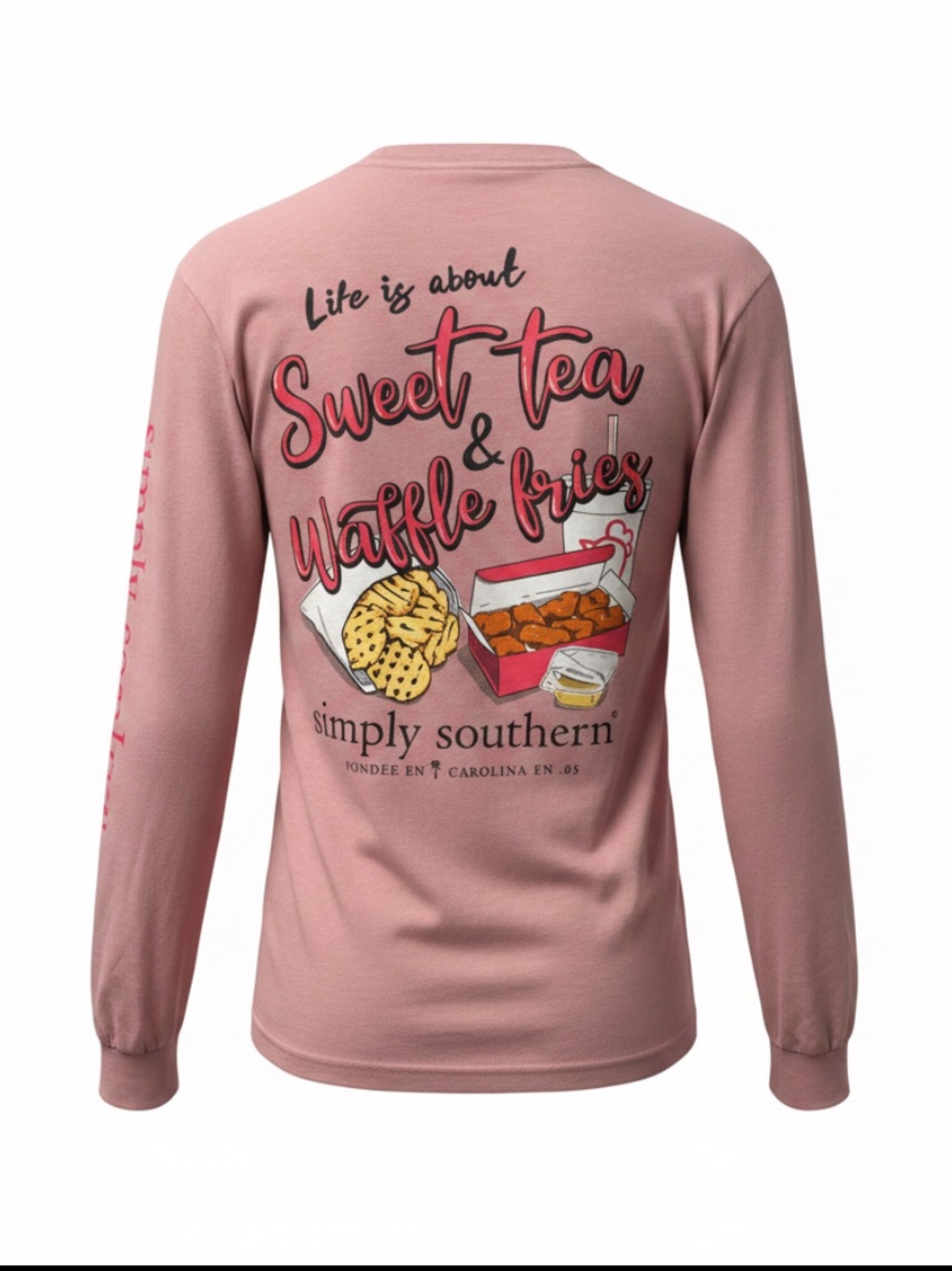 Simply Southern Women's Long Sleeve Tee Sweet Tea & Waffle Fries